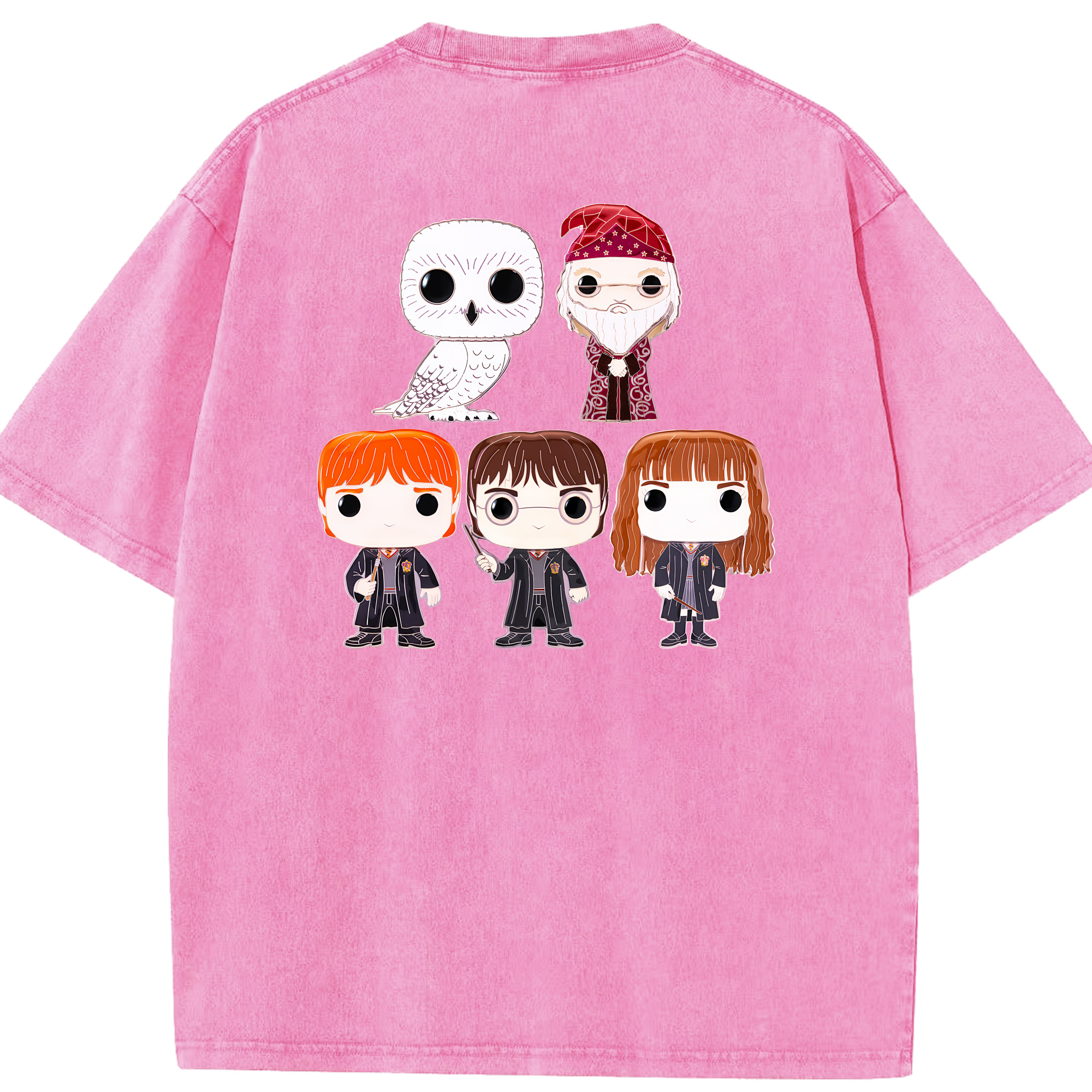 （画像用） Harry Potter ハリー・ポッターシリーズ 綿100% ヴィンテージ風 半袖Tシャツ（背面プリント）